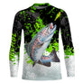 Sweat zippé all-over pêche truite vert noir blanc pour mouche sèche et pêche au toc