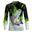 Sweat zippé all-over pêche truite vert noir blanc pour mouche sèche et pêche au toc