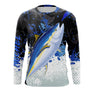 T-shirt anti-UV manches longues pêche thon bleu marine thon rouge naturaliste big game