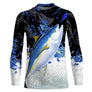 Sweat zippé all-over pêche thon bleu marine pour jigging vertical et traîne en pleine mer