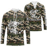 Sweat UV pêche carpe all-over camouflage forêt motif carpe noire encrée Y'a que les carpes humour prénom personnalisé