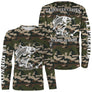Maillot UV manches longues pêche carpe all-over camouflage motif carpe humour bouffe prénom personnalisé carpiste