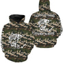 Hoodie pêche carpe UV all-over camouflage forêt motif carpe noire encrée humour pêcheur prénom personnalisé