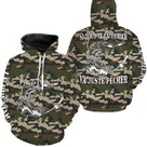 Sweat zippé pêche brochet UV all-over camouflage motif brochet noir encré prénom personnalisé pêcheur carnassier