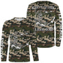 Hoodie pêche brochet UV all-over camouflage forêt motif brochet noir encré pêcheur prénom personnalisé carnassier