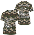 Sweat capuche anti-UV pêche brochet all-over camouflage forêt motif brochet noir prénom personnalisé pêcheur