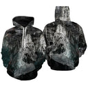 Hoodie pêche en mer sombre avec impression all-over de requin pour pêcheurs au gros
