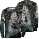 Sweater all-over pêche en mer sombre manches longues unisexe grands prédateurs marins