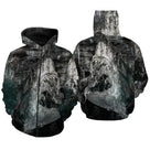 Sweat zippé all-over pêche en mer sombre coupe unisexe pour pêche au gros