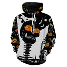 Sweat à capuche all-over Halloween crâne et citrouilles oranges, esthétique gothique-pop, vêtement chaud pour soirée