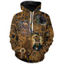 T-shirt chat steampunk unisexe coloris cuivre, motif chats monocles dorés rétrofuturistes