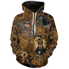 T-shirt chat steampunk unisexe coloris cuivre, motif chats monocles dorés rétrofuturistes