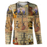 T-shirt chat musicien guitare drôle, illustrations chats compositeurs sur fond partitions antiques