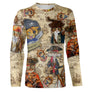 T-shirt chat pirate cool drôle, illustrations chats matelots tricornes sur fond carte antique