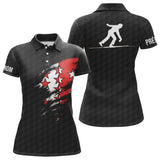 Polo pétanque variante kaki Valais Suisse, drapeau valaisan déchiré silhouette joueur personnalisé