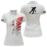 Polo pétanque Valais Suisse blanc rouge variante alternative, drapeau valaisan et silhouette joueur