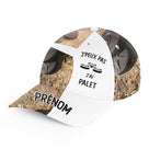 Casquette palet J'Peux Pas J'ai Palet visière blanche avec motif camouflage bois et prénom brodé