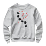 T-shirts, Sweats & Hoodies Personnalisés Chien – Design Cœur & Empreintes, 100% Coton, Prénom à Personnaliser 🐾❤️ - A28122404 - Sweater gris