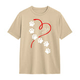 T-shirts, Sweats & Hoodies Personnalisés Chien – Design Cœur & Empreintes, 100% Coton, Prénom à Personnaliser 🐾❤️ - A28122404 - T-shirt beige