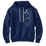 Sweat à capuche chat minimaliste bleu marine avec silhouette féline ligne continue et prénom Mimi