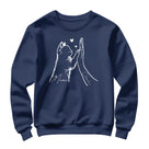 Sweat-shirt chat humain bleu marine avec design patte chat main et cœurs personnalisés