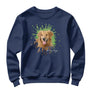 Sweat-shirt portrait animal bleu marine avec photo chien personnalisable splash peinture