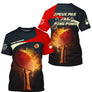 Polo ping pong personnalisé homme noir et rouge avec raquette en feu et logo circulaire pongiste
