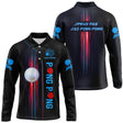 T-shirt tennis de table manches longues unisexe noir avec rayons rouges bleus et logo pongiste