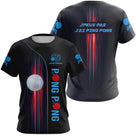 Polo tennis de table manches longues femme noir avec rayons verticaux et marquage prénom