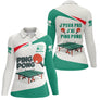 T-shirt ping pong manches longues unisexe vert et blanc avec table tennis de table imprimée