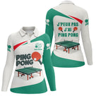 T-shirt ping pong manches longues unisexe vert et blanc avec table tennis de table imprimée