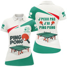T-shirt ping pong homme col rond vert et blanc avec table de tennis et slogan humoristique