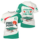Polo ping pong personnalisé homme vert émeraude et blanc avec table de tennis de table et raquette rouge