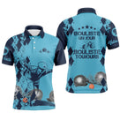 Polo pétanque homme bleu Bouliste un jour toujours étoiles dos joueur boules prénom manche personnalisé