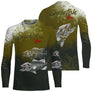 Tee shirt anti UV pêche bar squelette, motif radiographique blanc, vêtement technique pêcheur de loups