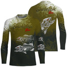 Tee shirt anti UV pêche bar squelette, motif radiographique blanc, vêtement technique pêcheur de loups