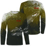 T-shirt manches longues pêche truite skelefish, squelette blanc graphique sur vert mousse, prénom brodé