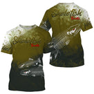 T-shirt manches courtes pêche truite skelefish, design squelette de salmonidé, accessoire personnalisable pour pêcheur