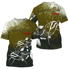 T-shirt manches courtes pêche silure skelefish, design squelette de catfish, accessoire personnalisable pour pêcheur clonk