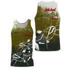 T-shirt halieutique pêche silure skelefish, coupe technique respirante, design squelette blanc, personnalisable prénom