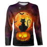 Halloween-T-Shirt Die schwarze Katze auf Kürbis – CT30092350