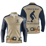 Alpenext Polo Pétanque Manches Longues Unisexe Noir, Cadeau Personnalisé Bouliste, J'peux Pas, J'ai Pétanque - CT31112230 - Polo Manches Longues Unisexe Marine