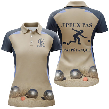 Alpenext Polo Pétanque Femme Noir, Cadeau Personnalisé Bouliste, J'peux Pas, J'ai Pétanque - CT31112230 - Polo Femme Marine