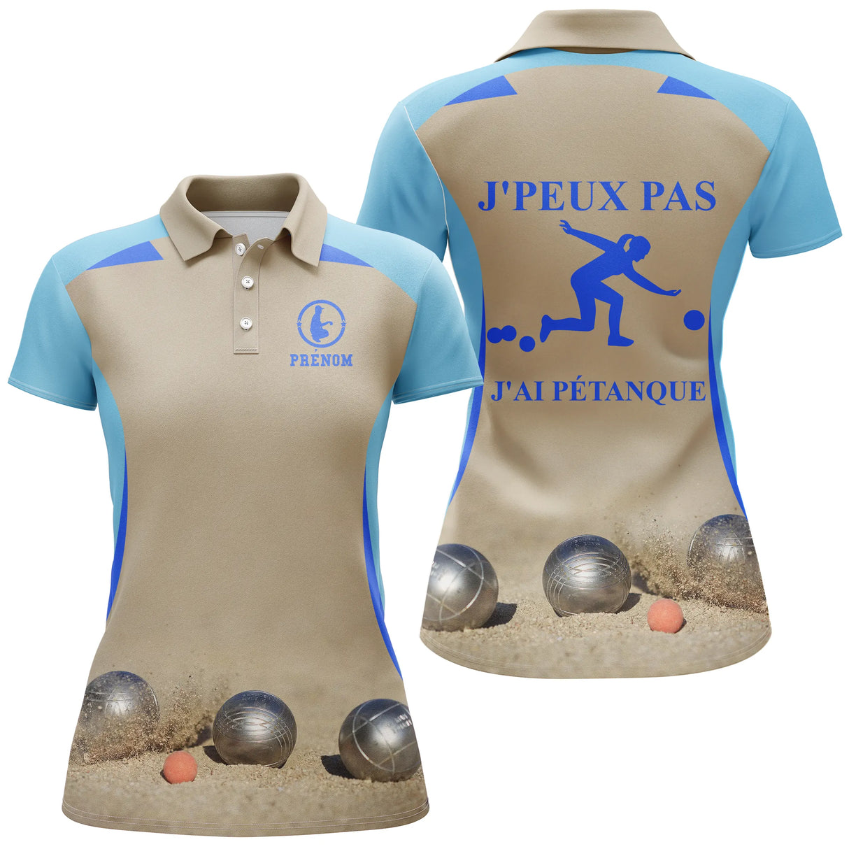 Alpenext Polo Pétanque Femme Noir, Cadeau Personnalisé Bouliste, J'peux Pas, J'ai Pétanque - CT31112230 - Polo Femme Bleu