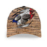 Casquette palet style bois marron drapeau français déchiré médailles étoiles tricolores design original