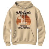 Sweat à capuche pêcheur vintage beige naturel avec slogan Pêcheur Un Jour Toujours rétro