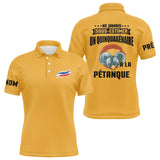 Polo pétanque bleu marine vue manche prénom personnalisé sublimation intégrale bouliste