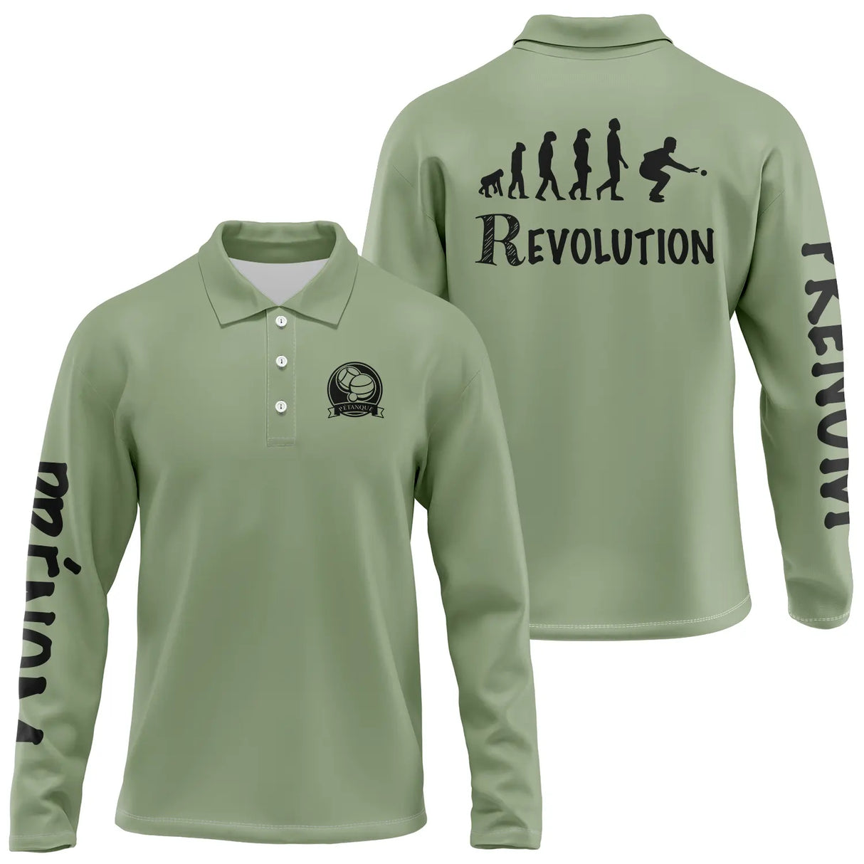 Polo Personnalisé Homme "Révolution Pétanque" - Confort et Style Original - Polo Homme à manches longue - Vert