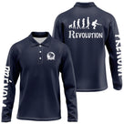 Polo pétanque homme manches longues bleu marine Révolution Pétanque évolution joueur PRÉNOM manche