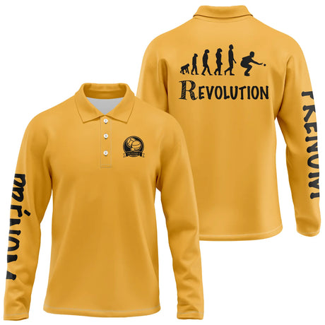 Polo Personnalisé Homme "Révolution Pétanque" - Confort et Style Original - Polo Homme à manches longue - Jaune